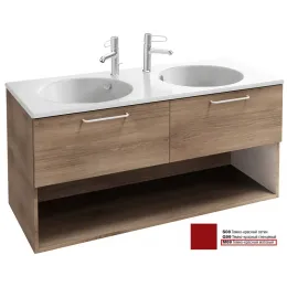 Модуль под раковину Odeon Rive Gauche 120х50,8х56,8 см, 2 ящика, 1 ниша, темно-красный матовый, белые ручки EB2555-R6-M69 Jacob Delafon