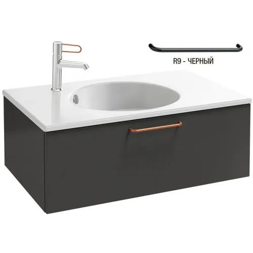 Модуль под раковину Odeon Rive Gauche 80х50,8х28,3 см, серый антрацит, ручка черная, 1 ящик EB2515-R9-N14 Jacob Delafon