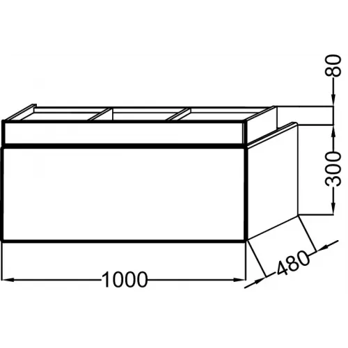 Модуль под раковину Terrace 100х48х38 см, пыльная роза сатин, верхний ящик из цельного дерева, система push-to-open EB1187-S42 Jacob Delafon
