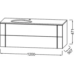 Модуль под раковину Nouvelle Vague 120х51,2х46,8 см, аквамарин сатин, для раковины-чаши, 2 ящика с доводчиками EB3041-S50 Jacob Delafon