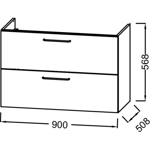 Модуль под раковину Odeon Rive Gauche 90х50,8х56,8 см, 2 ящика, ручки черные, дуб табак EB2523-R9-E52 Jacob Delafon