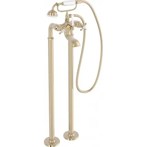 Напольный смеситель Cleo глянцевое золото, неповоротный излив, золото, с лейкой E24314-BGG Jacob Delafon