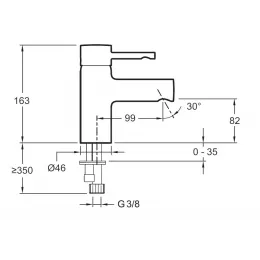 Смеситель для умывальника Cuff излив 99 мм, неповоротный излив, без донного клапана E98298-CP Jacob Delafon