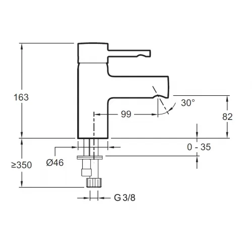 Смеситель для умывальника Cuff излив 99 мм, неповоротный излив, без донного клапана E98298-CP Jacob Delafon