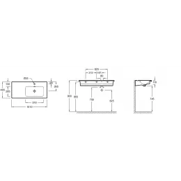 Подвесная раковина Vox 100х46х11 см, правая, столешница слева, отверстие для смесителя, санфарфор EXAD112-00 Jacob Delafon