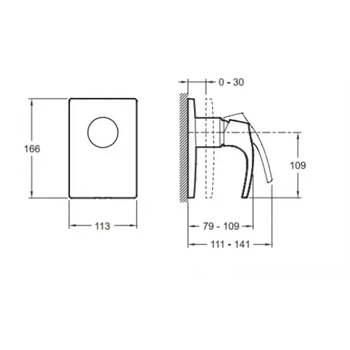 Лицевая часть встраиваемого смесителя Symbol 1 функция E98712-CP Jacob Delafon