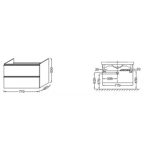 Модуль под раковину Odeon Up 77х48,5х53 см, серый дуб EB895-E71 Jacob Delafon
