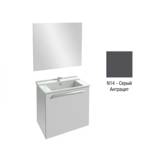 Комплект мебели для ванной Struktura 80 см, серый антрацит меламин, 1 выдвижной ящик, с 1 отверстием под смеситель, подвесной монтаж EB1098-NF+EXH112-00+EB1285-N14 Jacob Delafon