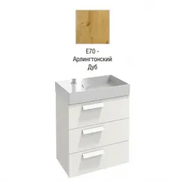 Модуль с раковиной Rythmik 60 см, арлингтонский дуб, 3 выдвижных ящика, отверстие под смеситель слева, подвесной монтаж EXR112-Z-00+EB1306-E70 Jacob Delafon