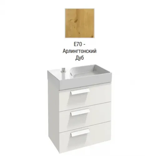 Модуль с раковиной Rythmik 60 см, арлингтонский дуб, 3 выдвижных ящика, отверстие под смеситель слева, подвесной монтаж EXR112-Z-00+EB1306-E70 Jacob Delafon