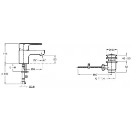Смеситель для умывальника July неповоротный излив, с донным клапаном E16027-4D-CP Jacob Delafon