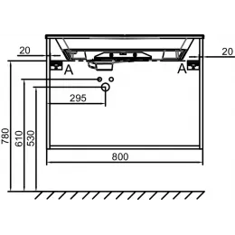 Модуль под раковину Odeon Rive Gauche 80х50,8х56,8 см, 2 ящика, серый антрацит, ручки - черный EB2522-R9-N14 Jacob Delafon