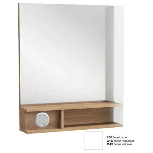 Зеркало Terrace 60х68,5 см, белый блестящий, premium, светодиодная подсветка справа, полочка, с подсветкой EB1735DRU-G1C Jacob Delafon