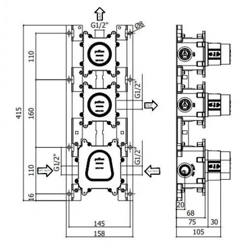 Встраиваемая часть смесителя Paffoni Modular box MDBOX018