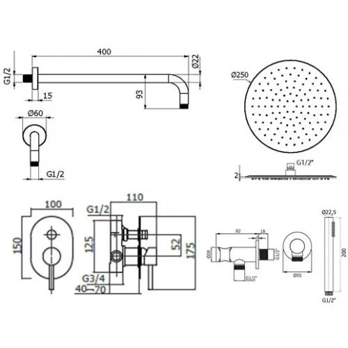 Комплект для душа Plumberia Selection IXO KITXO15BO