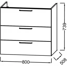 Модуль под раковину Odeon Rive Gauche 80х50,8х73,9 см, 3 ящика, белая глина сатин, ручки хром EB2532-R5-F84 Jacob Delafon