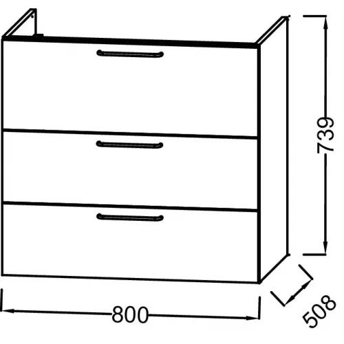 Модуль под раковину Odeon Rive Gauche 80х50,8х73,9 см, 3 ящика, белая глина сатин, ручки хром EB2532-R5-F84 Jacob Delafon