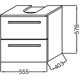 Модуль под раковину Struktura 55,5х40,3х57,6 см, белый блестящий, с 2 выдвижными ящиками EB1387-N18 Jacob Delafon