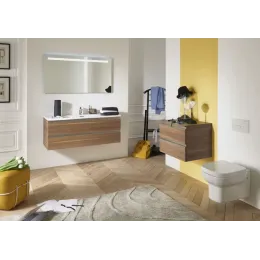 Модуль с раковиной Vox 120 см, серая кожа, 2 выдвижных ящика, 1 отверстие для смесителя, подвесной монтаж EB2101-DD1+EB2021-RA-N29 Jacob Delafon