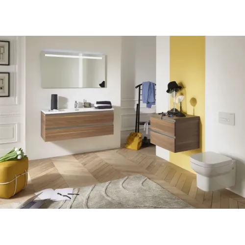 Модуль с раковиной Vox 120 см, серая кожа, 2 выдвижных ящика, 1 отверстие для смесителя, подвесной монтаж EB2101-DD1+EB2021-RA-N29 Jacob Delafon