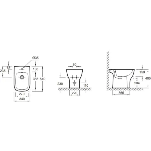 Биде Struktura 34х54 см, напольное, без крышки EBC0002-00 Jacob Delafon