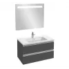 Комплект мебели для ванной Vox 80 см, серый антрацит лак, 2 ящика, 1 отверстие для смесителя, с подсветкой, подвесной монтаж EB1413-NF+EB2028-RA-442+EXAE112-Z-00 Jacob Delafon