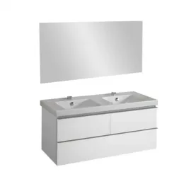 Комплект мебели для ванной Rythmik 120 см, белый блестящий лак, 3 выдвижных ящика, полотно, подвесной монтаж E4730-00+EB1085-NF+EB892-G1C Jacob Delafon