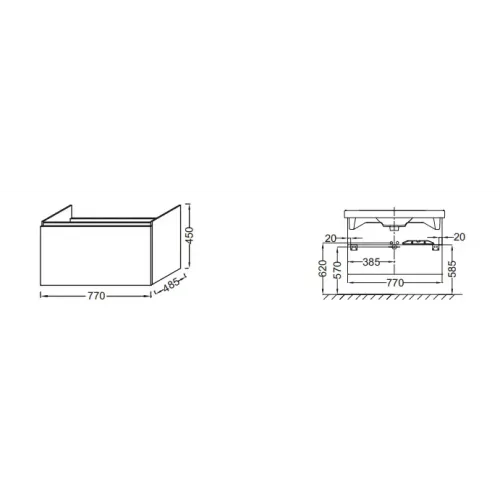 Модуль под раковину Odeon Up 77х48,5х45 см, серый антрацит EB894-N14 Jacob Delafon