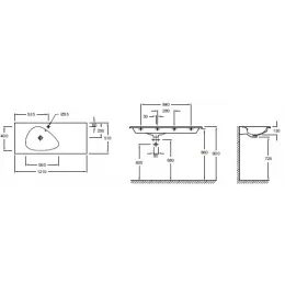 Мебельная раковина Nouvelle Vague 121х51 см, кашемир, 1 отверстие для смесителя EXAP112-Z-MK4 Jacob Delafon