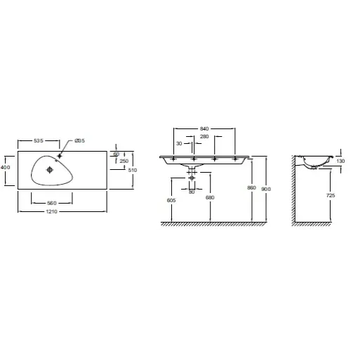 Мебельная раковина Nouvelle Vague 121х51 см, кашемир, 1 отверстие для смесителя EXAP112-Z-MK4 Jacob Delafon