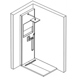 Душевой сет со стеновой панелью Ecrin 100х233,5 см, облачно-серый, в угол, круглая лейка, термостат, верхний душ, с лейкой E80301-D35 Jacob Delafon