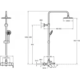 Душевая система Aleo E97825RU-4-CP 3 режима, 20 см, round, неповор. излив, верхний душ, с лейкой E97825RU-4-CP Jacob Delafon