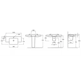 Подвесная раковина Escale 100х52х11,5 см, одно сквозное отверстие для смесителя, санфарфор E1280-00 Jacob Delafon