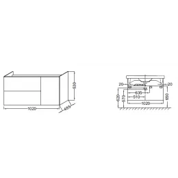 Модуль под раковину Odeon Up 102х48,5х53 см, дуб шампань EB891-E19 Jacob Delafon
