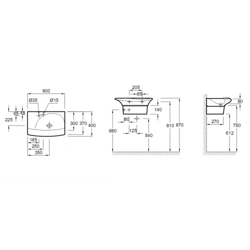 Подвесная раковина Stillness 60х40х8 см, санфарфор E1300-00 Jacob Delafon