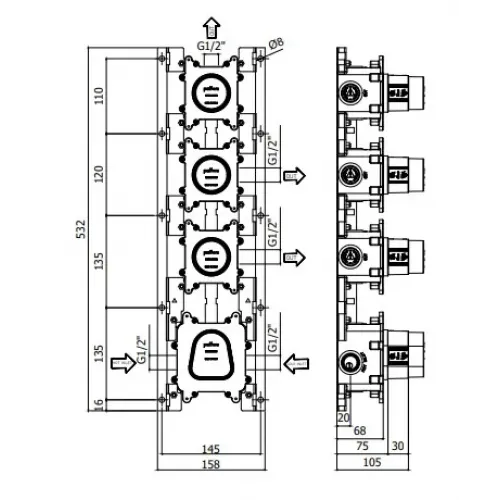 Встраиваемая часть смесителя Paffoni Modular box MDBOX019