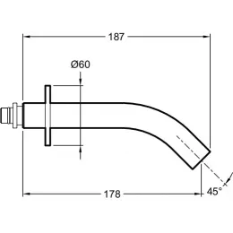 Излив Grands Boulevards 18,7см, неповоротный E25404-CP Jacob Delafon