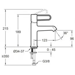 Смеситель для умывальника Odeon Rive Gauche хром / чёрный, неповоротный излив, без донного клапана E21029-BLV-CP Jacob Delafon