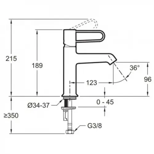 Смеситель для умывальника Odeon Rive Gauche хром / чёрный, неповоротный излив, без донного клапана E21029-BLV-CP Jacob Delafon