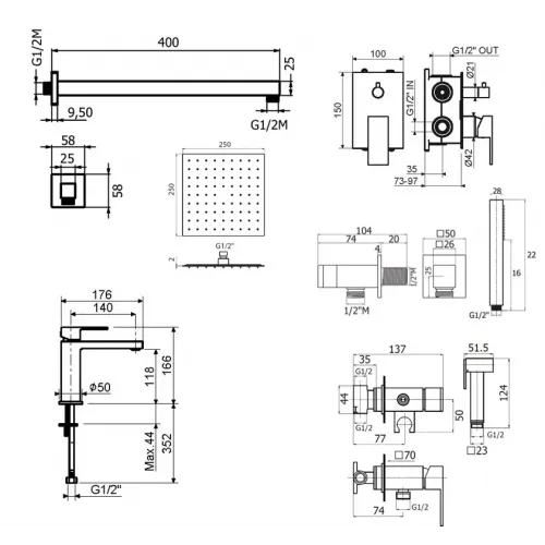 Комплект для душа Plumberia Selection TAG KITZTG18CR53
