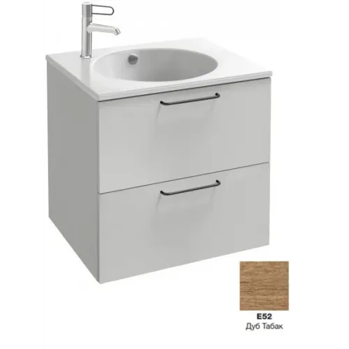 Модуль под раковину Odeon Rive Gauche 60х50,8х56,8 см, 2 ящика, дуб табак, черные ручки EB2520-R9-E52 Jacob Delafon