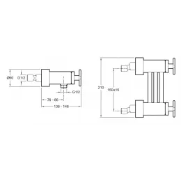 Настенный смеситель без излива Nouvelle Vague матовый хром, без лейки E78344-CAT Jacob Delafon