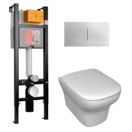 Комплект унитаза с инсталляцией Vox тонкое сиденье, инсталляция ширина 40 см, клавиша хром, с микролифтом, безободковый, быстросъемное E21770RU-00 Jacob Delafon