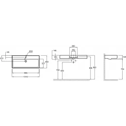 Подвесная раковина Vivienne 101х46,3х12 см, чёрная матовая, санфарфор EXBJ112-NGM Jacob Delafon