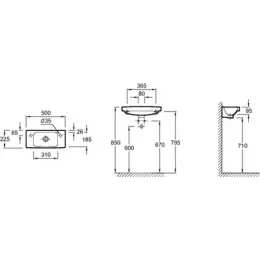 Накладная раковина Odeon Up 50х22,5х9,5 см, без переливного отверстия, санфарфор E4699-00 Jacob Delafon