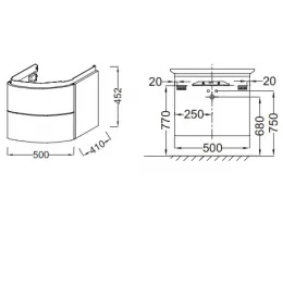 Модуль под раковину Presqu'ile 50х41х45 см, палисандр шпон, 2 выдвижных ящика EB1102-V13 Jacob Delafon