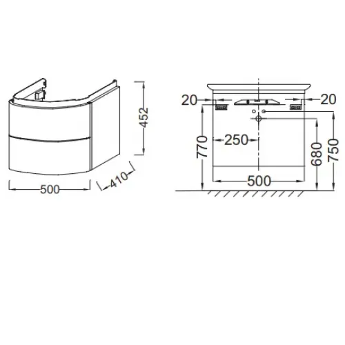 Модуль под раковину Presqu'ile 50х41х45 см, палисандр шпон, 2 выдвижных ящика EB1102-V13 Jacob Delafon