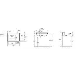 Подвесная раковина Soprano 80х54х12 см, 1 отверстие для встраиваемого смесителя, керамическая заглушка, санфарфор EXL122-00 Jacob Delafon