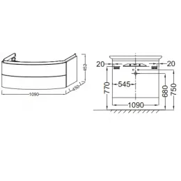 Модуль под раковину Presqu'ile 109х45х45 см, матовый оливковый, 2 выдвижных ящика EB1105-M47 Jacob Delafon
