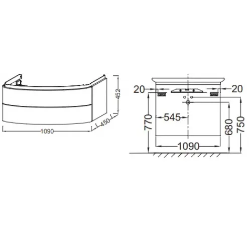 Модуль под раковину Presqu'ile 109х45х45 см, матовый оливковый, 2 выдвижных ящика EB1105-M47 Jacob Delafon